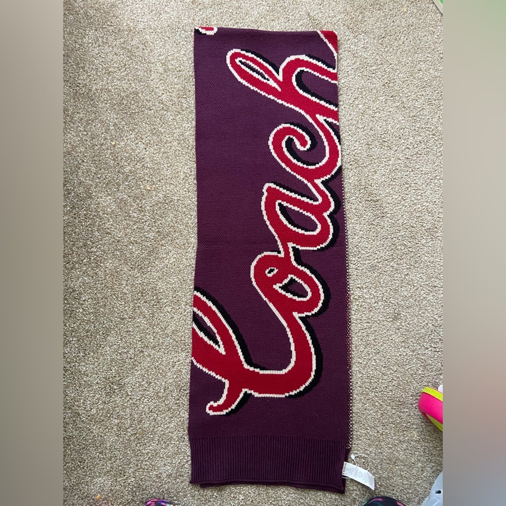 Coach Burgundy Knit Scarf New Without Tags